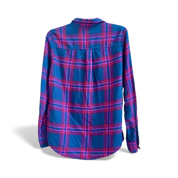 Hollister, Navy/Pink/Burgundy Plaid Button-Down, Size M - Picture 2 of 11